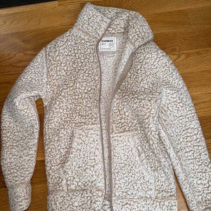 White & Cream Fluffy Express Zip Up - Size XS